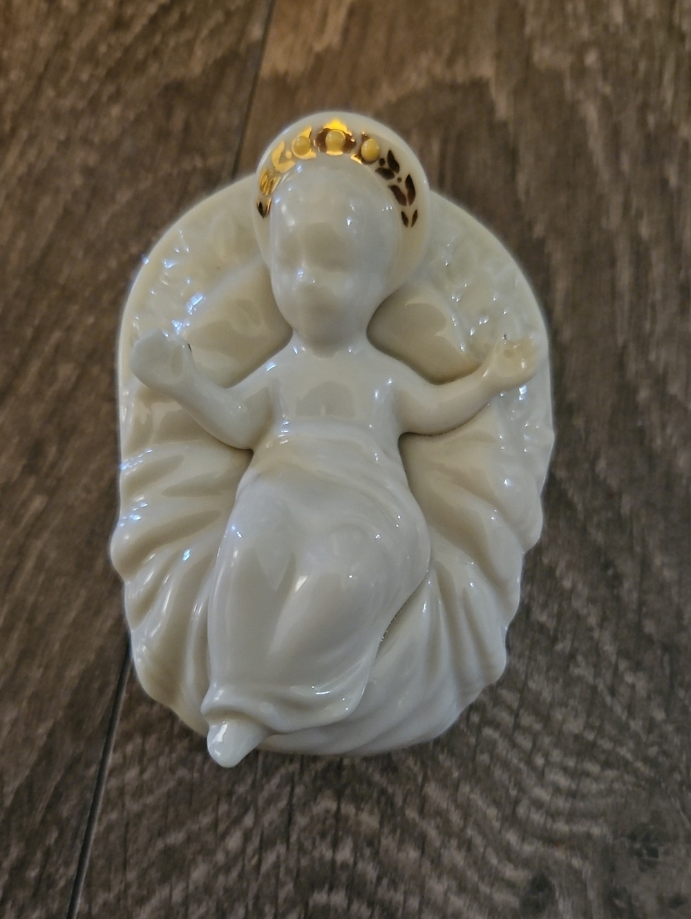 Lenox Cream Porcelain Baby Jesus Figurine with Gold Halo